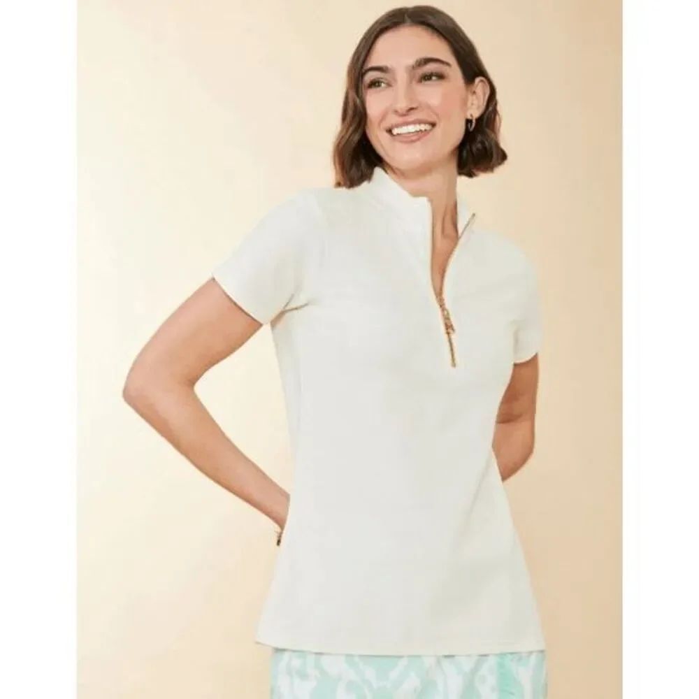 Spartina 449 Serena Short Sleeve Half-Zip Pique Top | $98